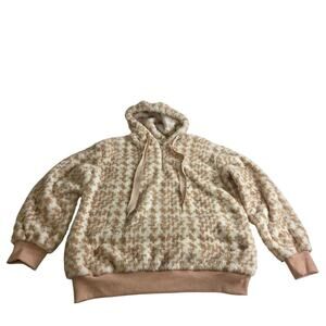 Womens Sherpa Pullover Oversized Fuzzy Hoodie Fleece Sweatshirts Plaid XL